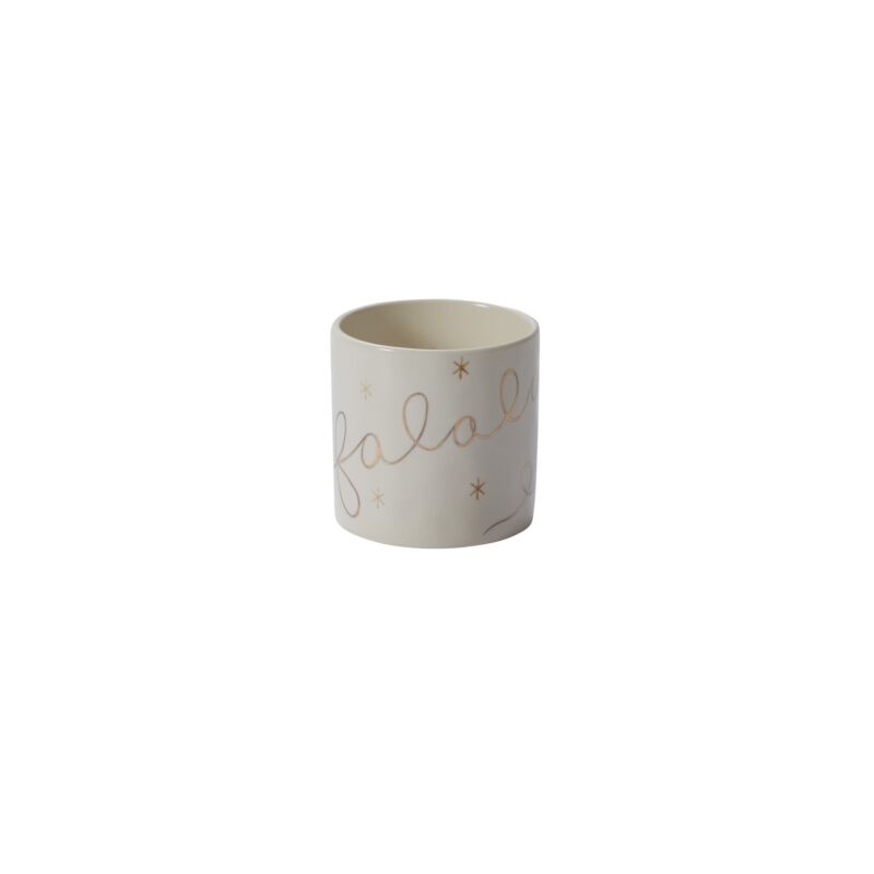 The off-white glazed ceramic Falala Vase offers a handmade look with its festive hand painted metallic lettering & greenery. Make it even more merry with a holiday arrangement. Christmas flower vase. Holiday flower pot. Atlanta flower delivery